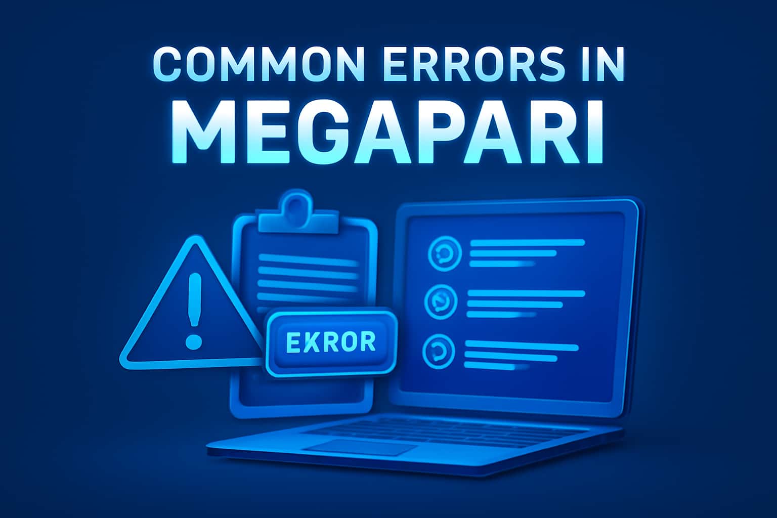 An informational graphic illustrating common errors in Megapari with a focus on user navigation.